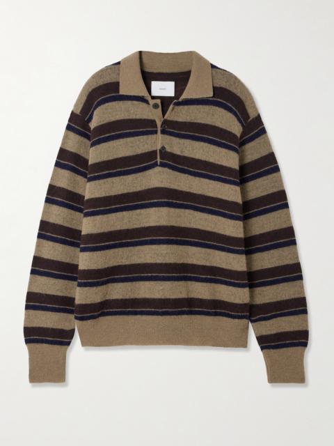 Striped Brushed Knitted Polo Sweater
