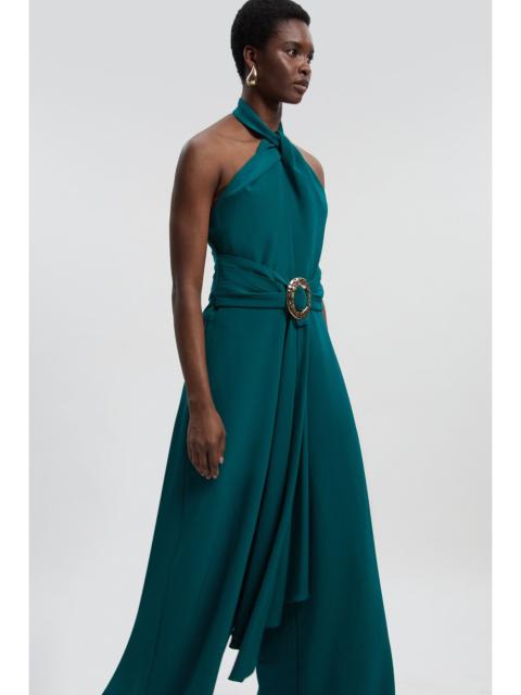 Soft Tailored Trim Detail Wide Leg Jumpsuit