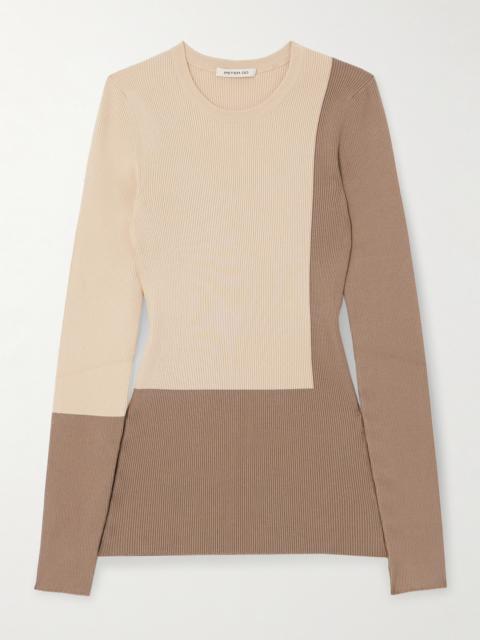 Color-block Ribbed-knit Sweater