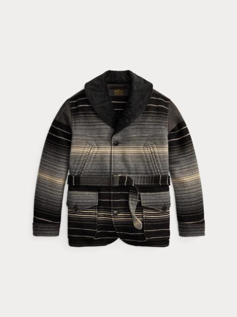 Corduroy-Collar Jacquard Coat