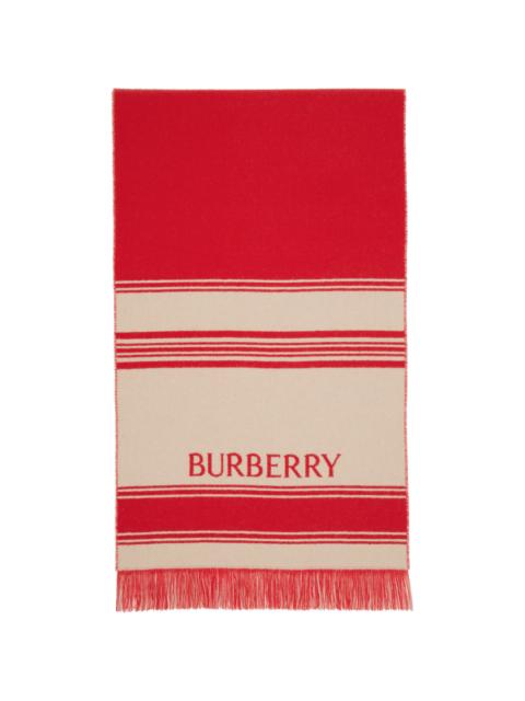 Red & Beige EKD Striped Wool Scarf