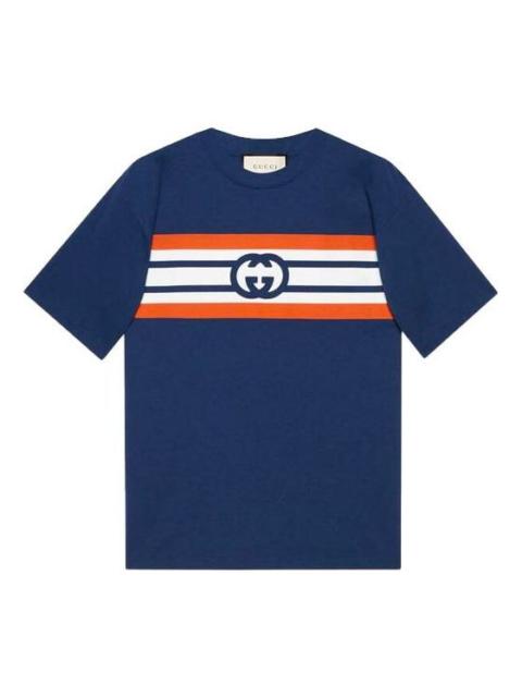Interlocking G stripe print T-shirt