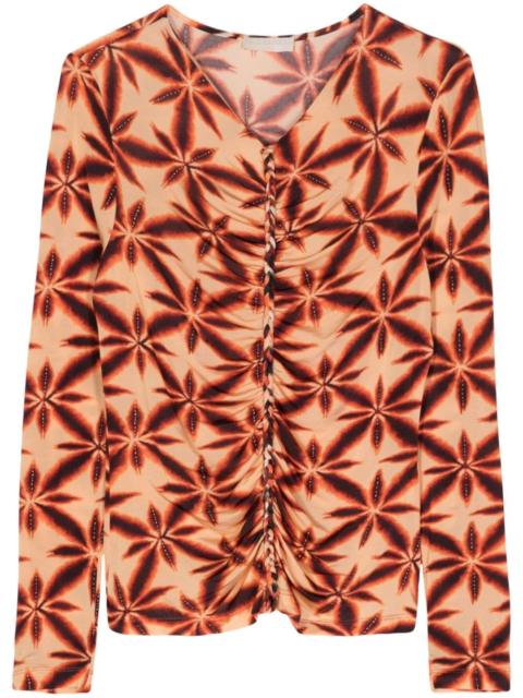 braid-detailing floral-print jersey