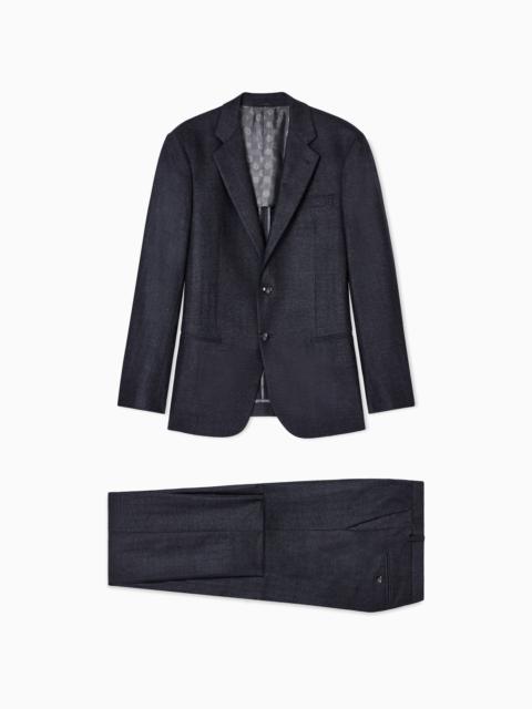 SOHO LINE SINGLE-BREASTED SUIT IN CHEVRON VIRGIN WOOL AND CASHMERE