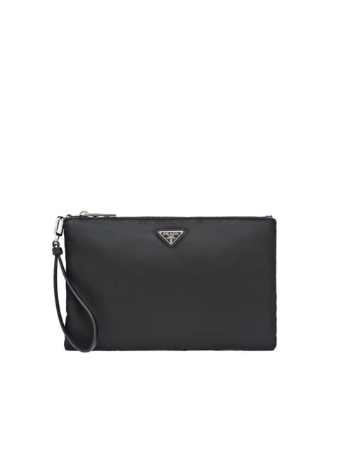 Re-Nylon and Saffiano leather pouch