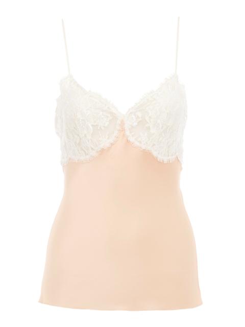 Lace-Trimmed Silk Satin Lingerie Top light pink