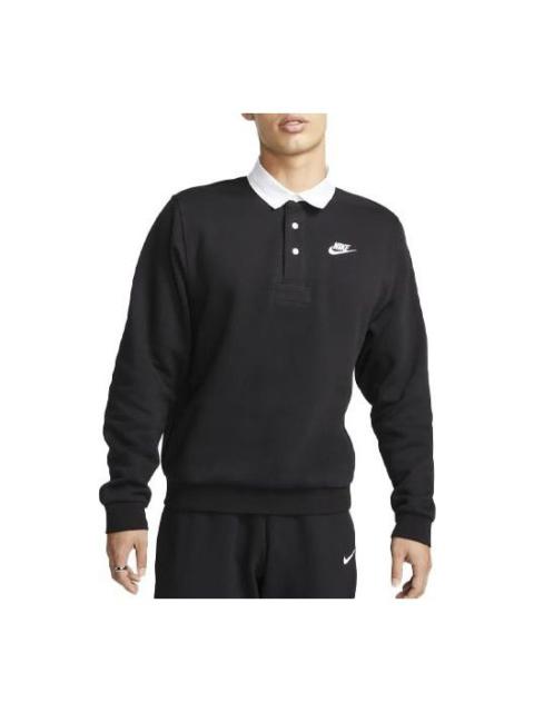 Nike Club Fleece Plush Long Sleeve Lapel Shirt 'Black' DX0538-010