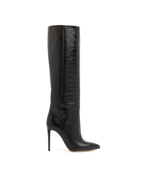 crocodile-effect 105mm knee-length boots