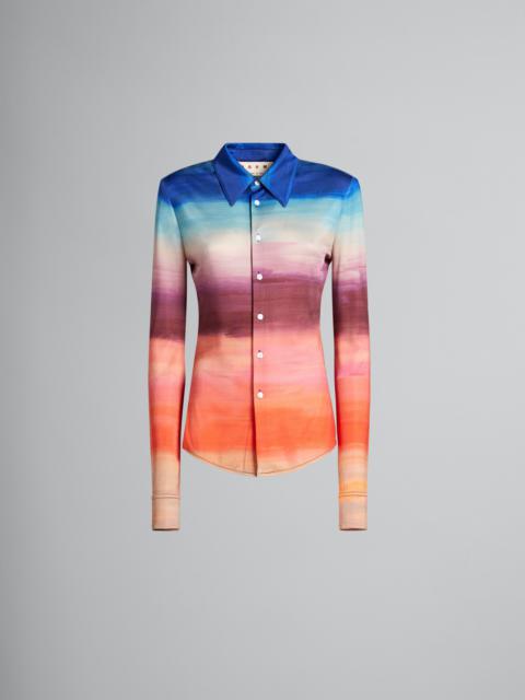 MULTICOLOURED VISCOSE JERSEY SHIRT WITH DARK SIDE OF THE MOON PRINT