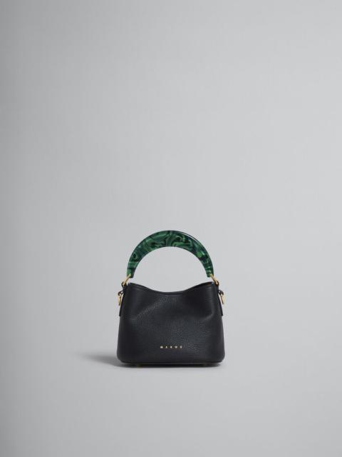 VENICE MINI BUCKET BAG IN BLACK LEATHER