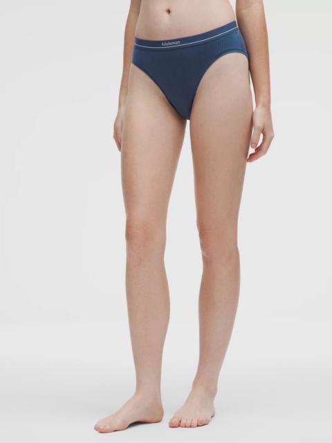 Stretch Cotton Ribbed Logo Super-High-Rise Bikini Underwear