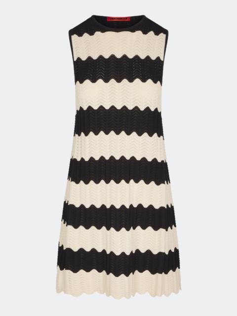 Moji Knit Mini Dress in Black/Macadamia Wave Stripe