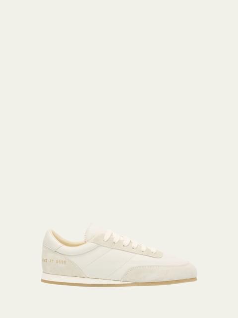 Minimal Leather And Suede Low-Top Runner Sneakers