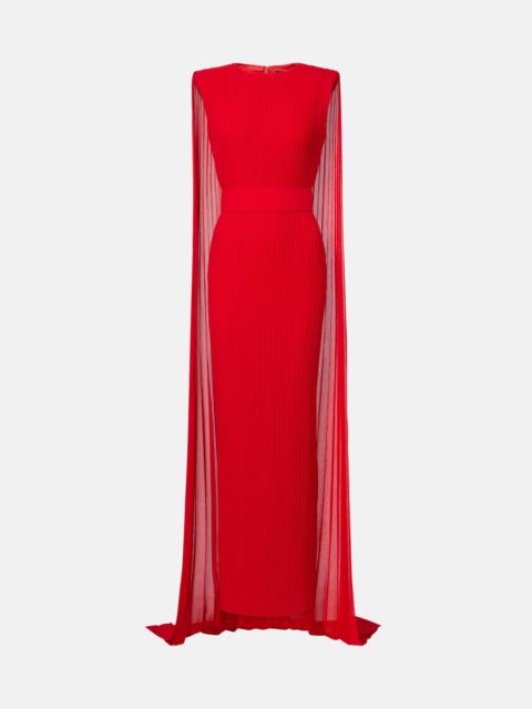 Tavia caped pleated gown