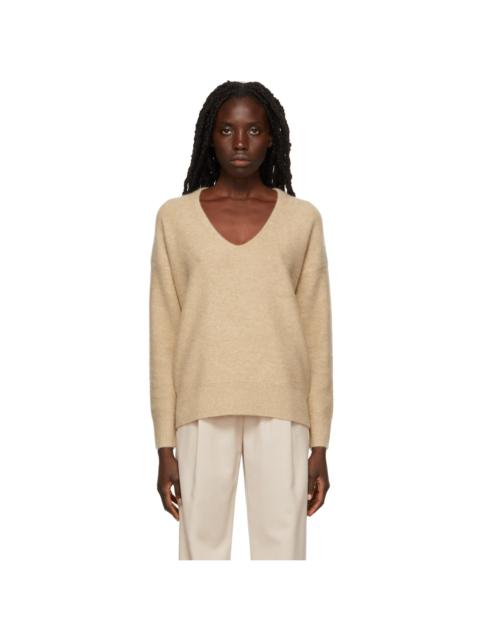 Tan Relaxed Pullover V-Neck Sweater