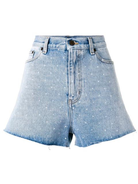 spotted back denim shorts