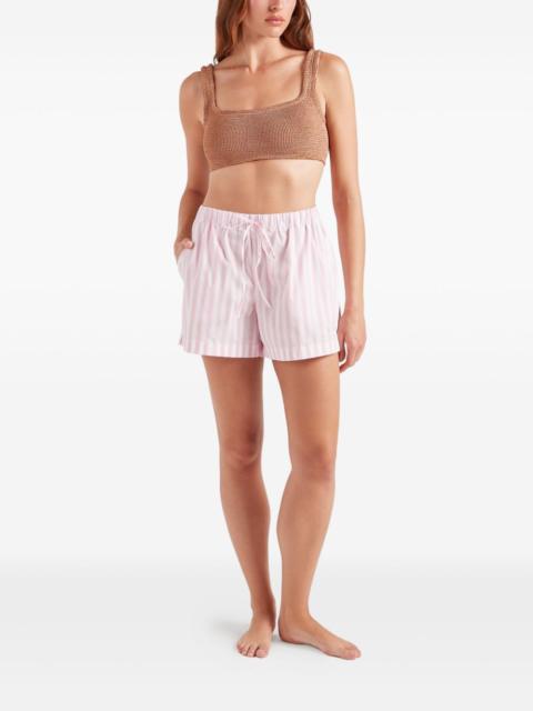 striped-pattern logo-embroidery shorts