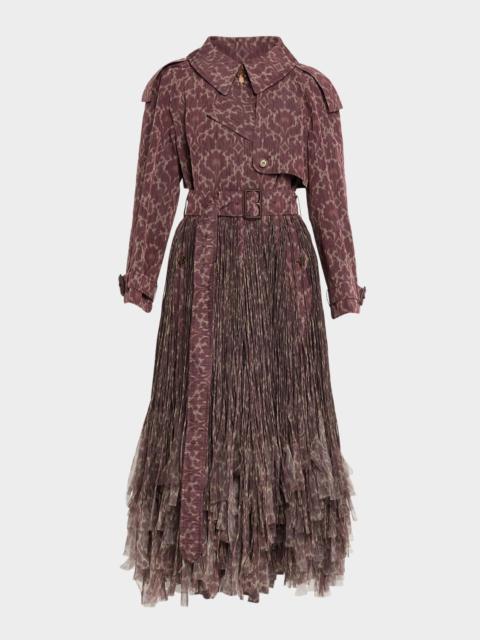 Fitzrovia Baroque Fringe Long Trench Coat
