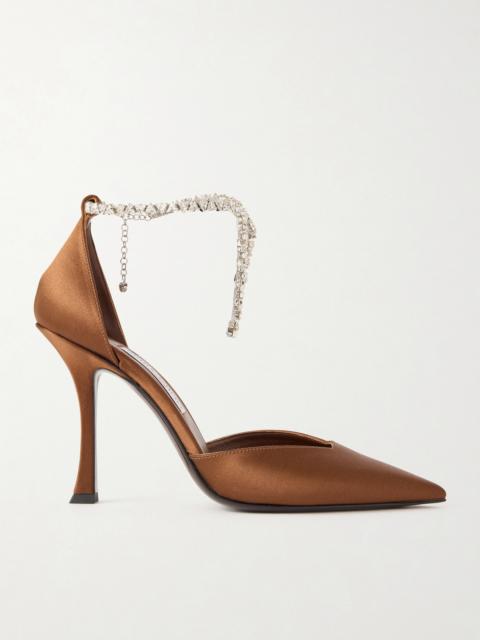 Stevie 100 Crystal-embellished Satin Pumps