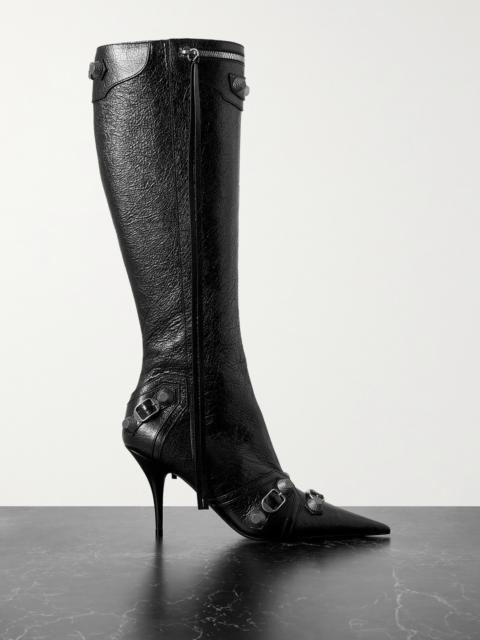 Cagole Embellished Textured-leather Knee Boots