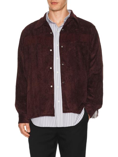 Fringe Open Collar Shirt Rayon Corduroy