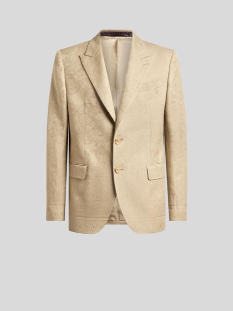 COTTON-BLEND JACQUARD JACKET WITH PLACED FLORAL PAISLEY MOTIF