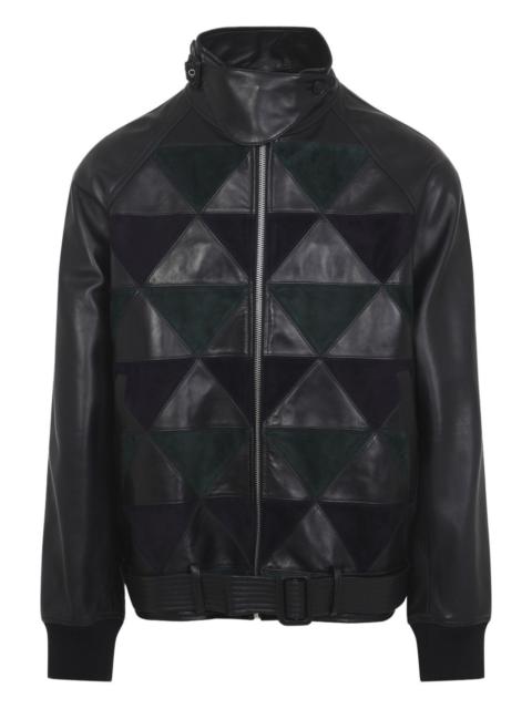 geometric-panel leather jacket