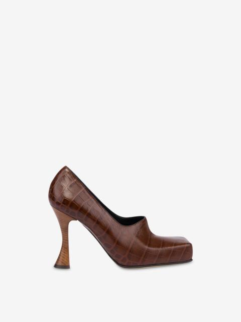 CROC-PRINT CALFSKIN PUMPS