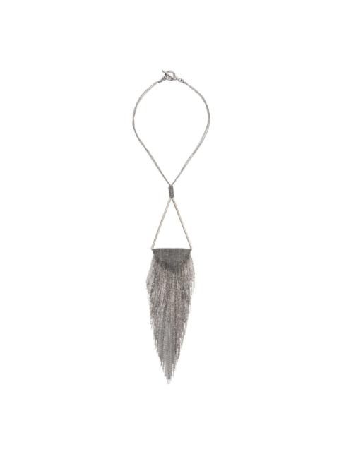 metallic fringed necklace