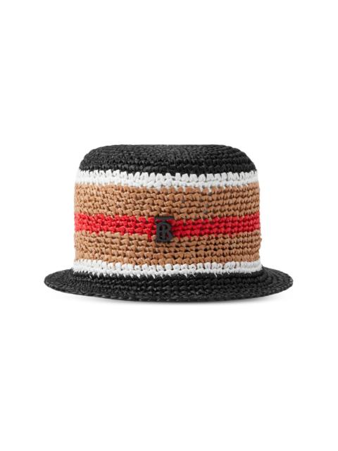 striped raffia bucket hat