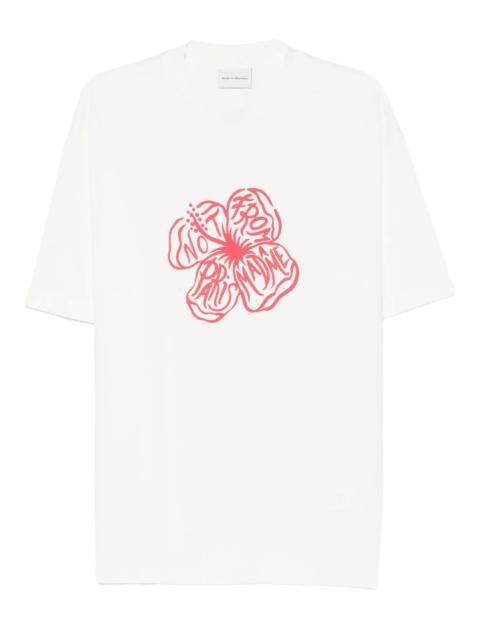 Drole De Monsieur Slogan Hibiscus T-shirt