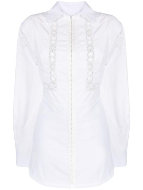 Household linen lace-trim shirtdress