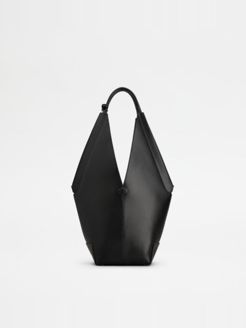 TOD'S DI BAG FOLIO SHOULDER BAG IN LEATHER SMALL - BLACK
