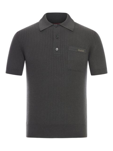 chest-pocket ribbed polo shirt