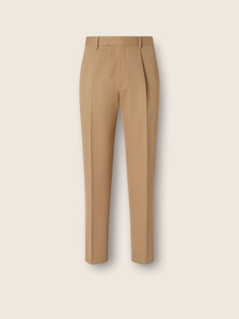 BEIGE COTTON AND WOOL PANTS