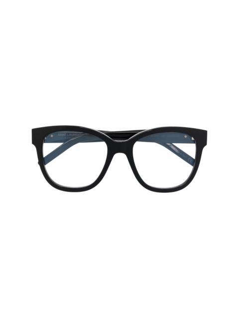 polished-effect oversize-frame glasses