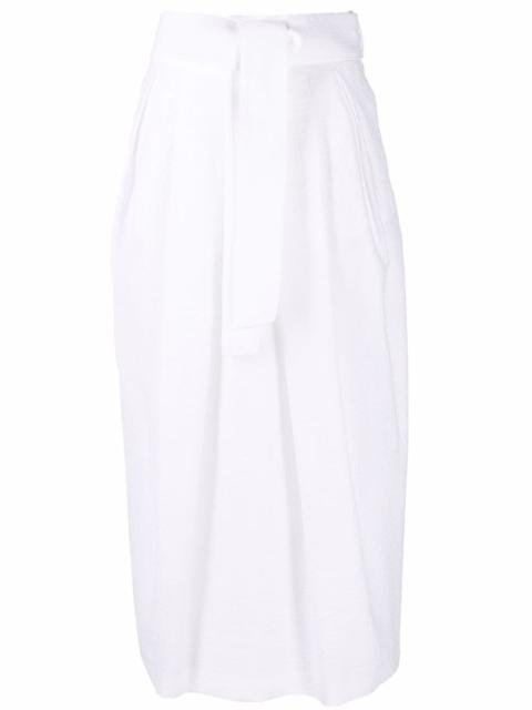 belted cotton midi skirt