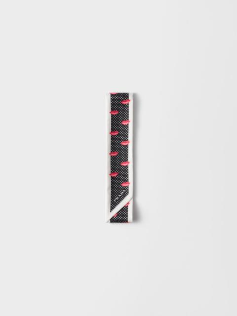 Printed silk twill skinny scarf