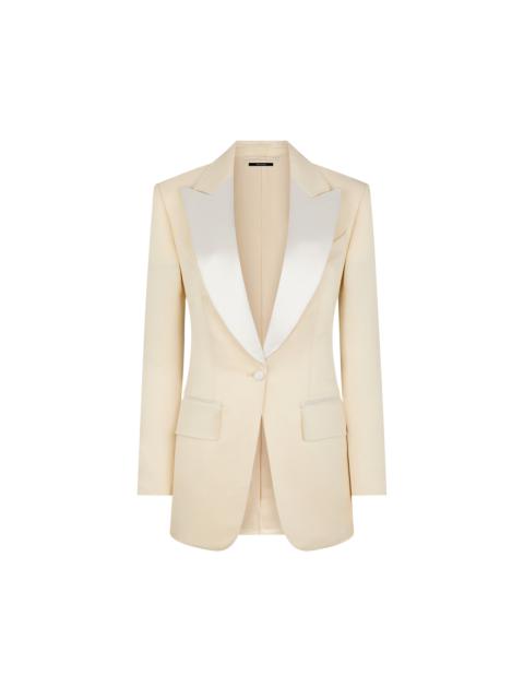 LUSTROUS BARATHEA SILK BLEND "BIANCA" SINGLE BREASTED TUXEDO JACKET