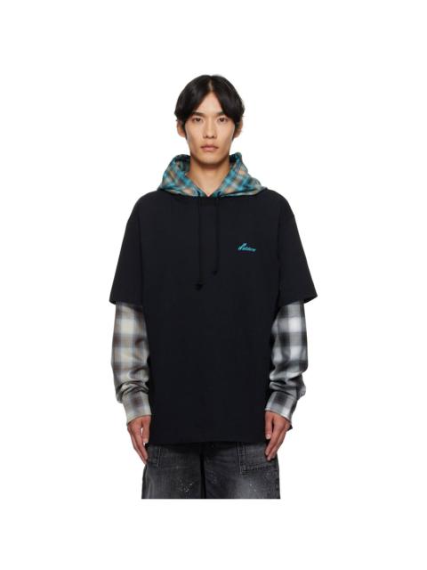 Black Checkered Layered Hoodie