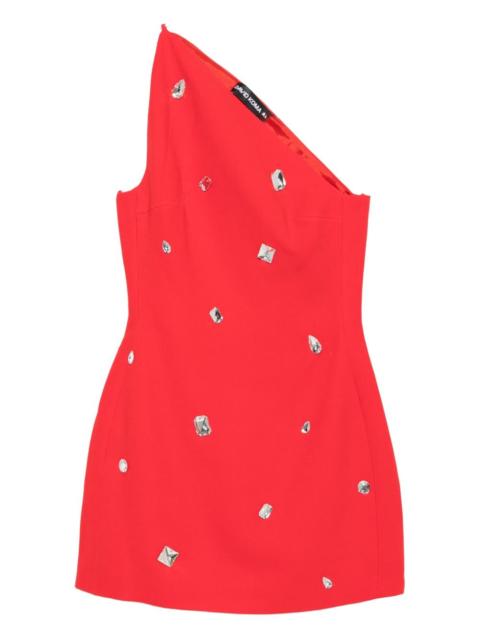 one-shoulder crystal-embellished mini dress