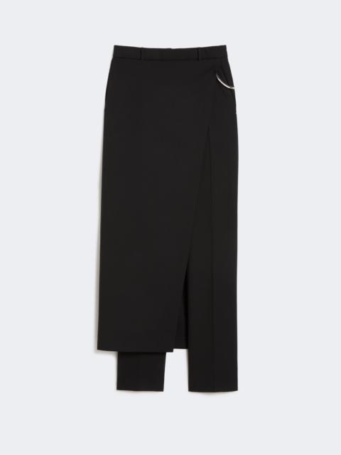 Stretch wool trousers with removable panel - BLACK