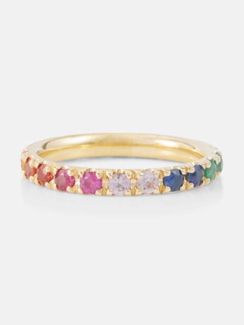 Rainbow Large 14kt gold eternity ring with sapphires, rubies, amethysts, and emeralds