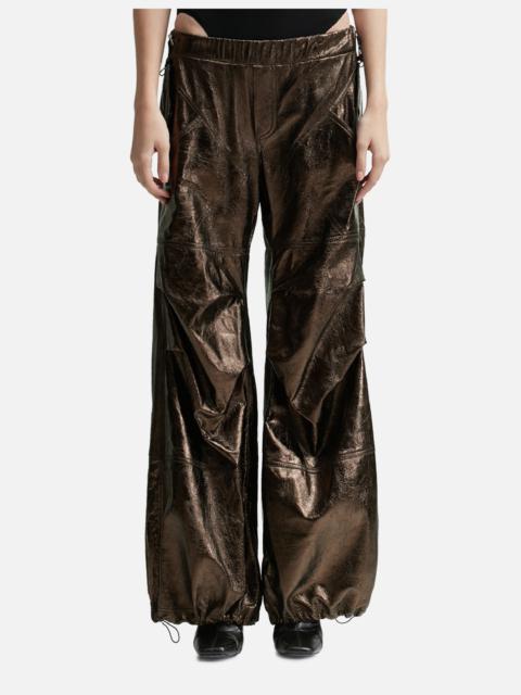 WET LEATHER CARGO PANTS