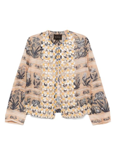 embellished printed cropped jacket