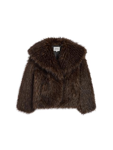 Yara Fox Faux Fur Short Coat brown