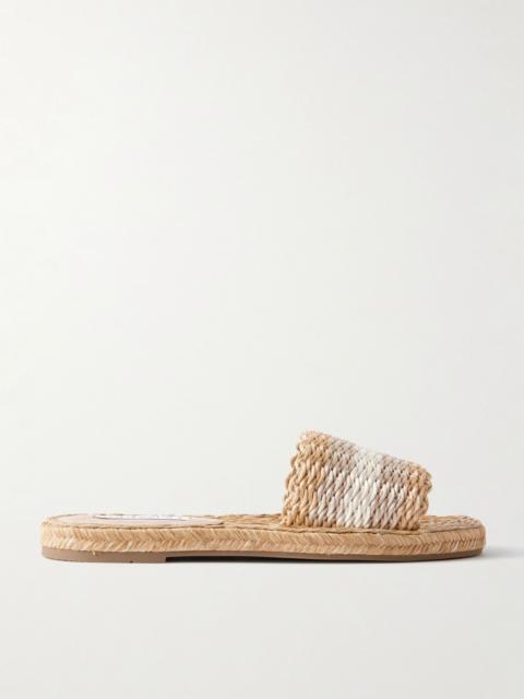 Playa striped woven metallic raffia sandals Neutral