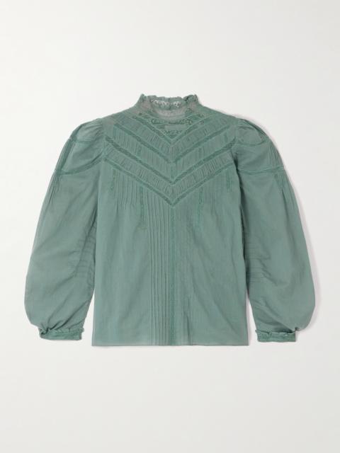 Adelphine Crochet-trimmed Pintucked Organic Cotton-voile Blouse