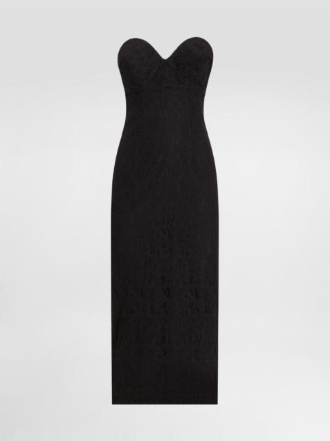 Strapless lace dress with conical cups