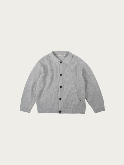 Ultra Heavyweight Collar Cardigan - Light Grey